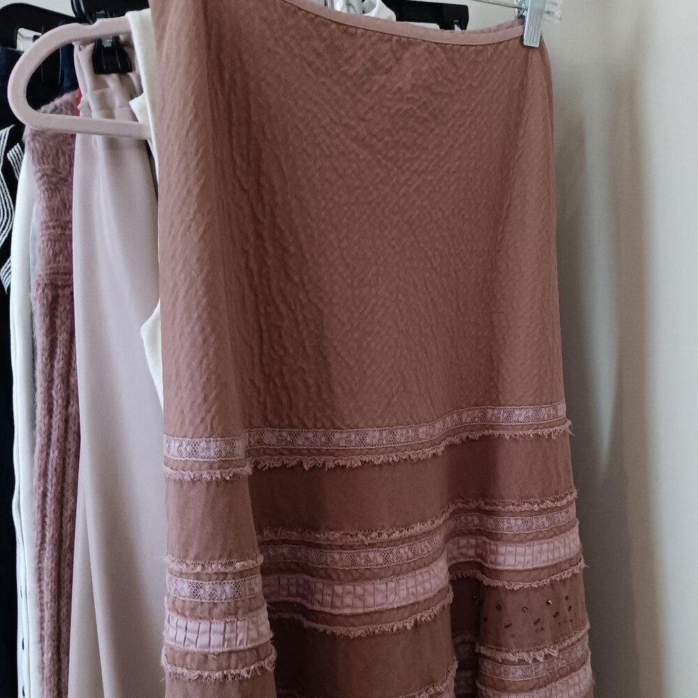NWT Pink Mauve Whimsical Cotton A-Line Skirt by Burning Torch